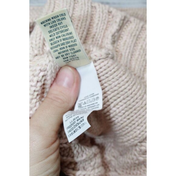LL Bean Double L Cable Sweater Zip Cardigan Peach Size XS - Picture 9 of 10